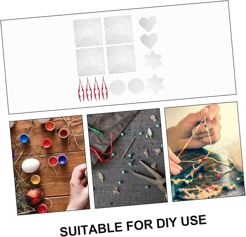 BESPORTBLE 14PCS Clear Plastic Pegboards DIY Craft Beads Kit with Heart Tools for Kids - Image 4